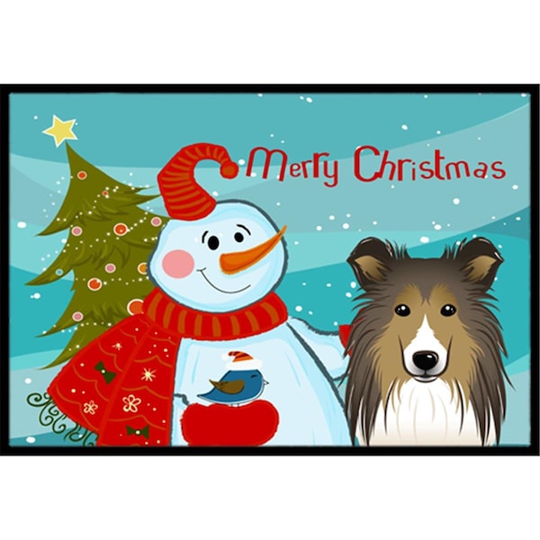 Carolines Treasures Snowman With Sheltie Indoor and Outdoor Mat- 18 x 27 in. BB1862MAT - main